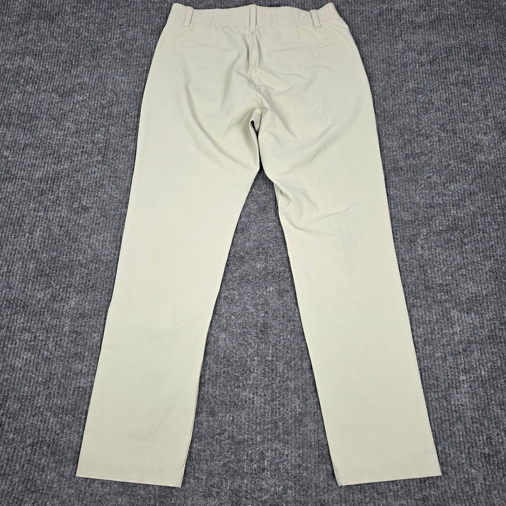 Under Armour Mens Golf Pants Khaki Tan Flat Front Performance‎ Trousers 32x30